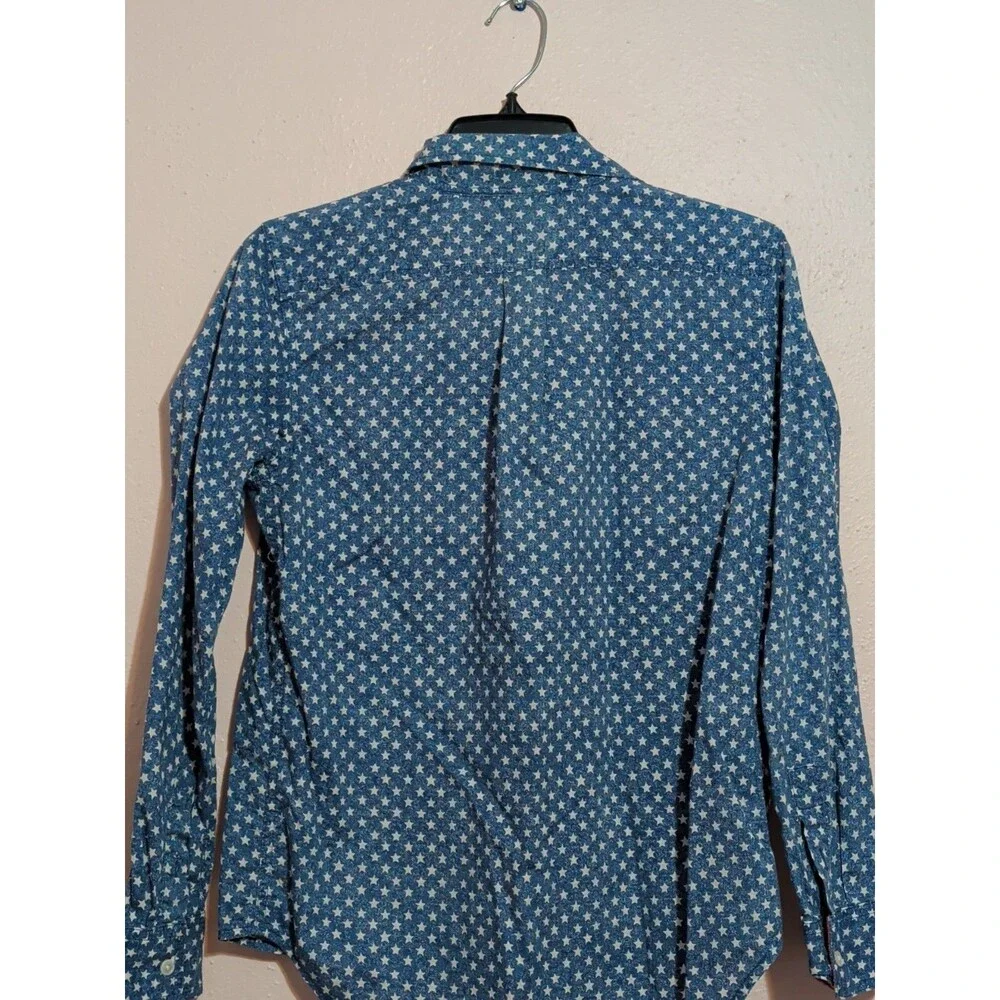 ⭐American Living Womens Shirt small Blue White Star Print Collared Button-up⭐ - Picture 7 of 11